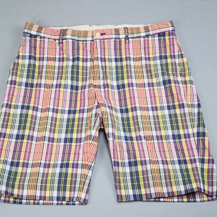 Polo Ralph Lauren Mens Shorts 36 Plaid Flat Front Chino Multicolor 100% Cotton - Front