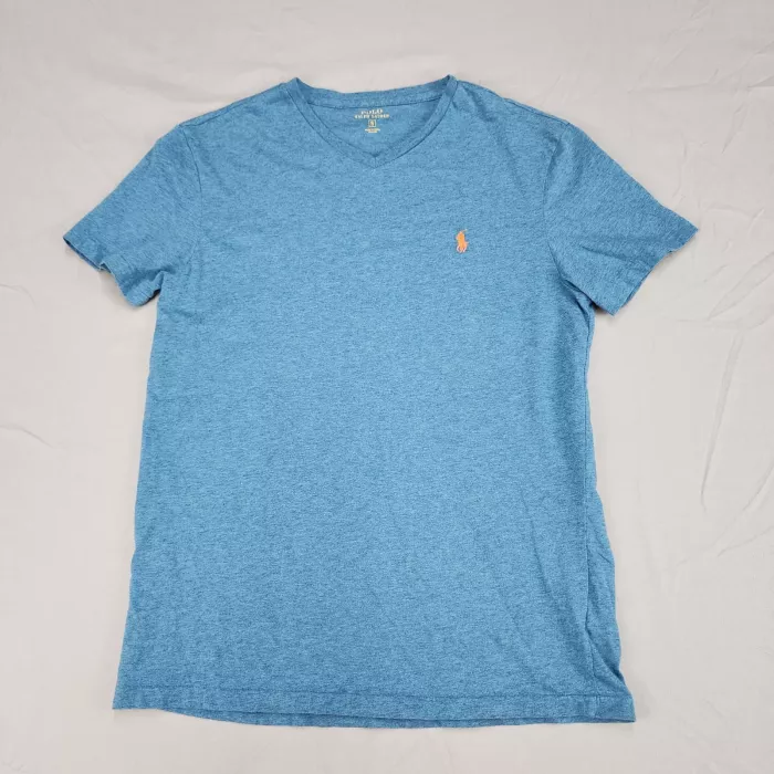 Polo Ralph Lauren Mens V-Neck T-Shirt Size S Blue Cotton Short Sleeve Pony Logo - Front