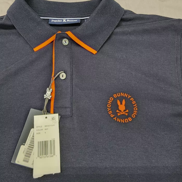 Psycho Bunny Mens Polo Shirt Size 6 Large Navy Blue Pima Cotton Short Sleeve NWT - Main