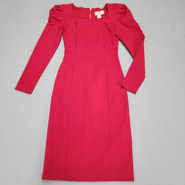 Rachel Parcell Womens XXS Red Sheath Dress Puff Sleeve Square Neck Stretch - Main