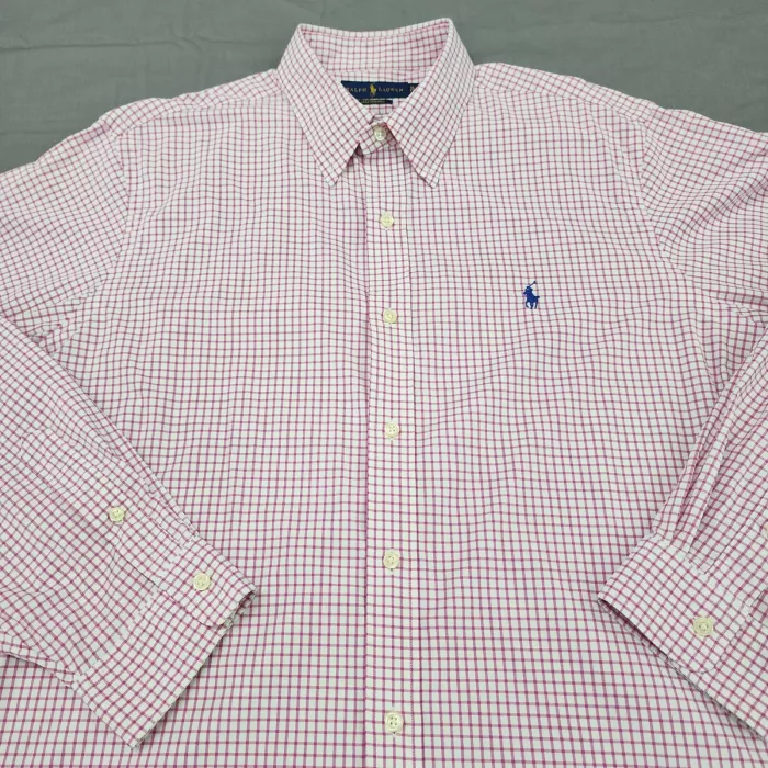 Ralph Lauren Performance Classic Fit Shirt Mens XL Pink White Check Button Down - Main