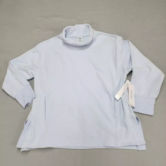 RBX Womens XL Light Blue Cowl Neck Pullover Long Sleeve Fleece Top with Pockets - Front