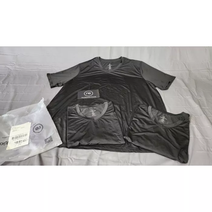 Real Essentials Womens 4XL Plus Black V Neck Short Sleeve Athletic T Shirt 3PK - Main