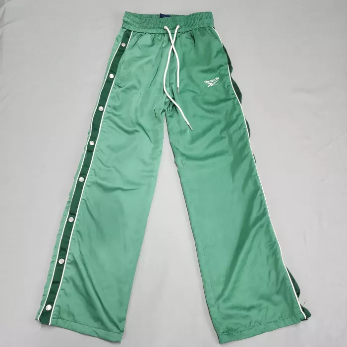 Reebok Forever 21 Mens Track Pants Small Green Tear Away Snap Side Mesh Lined - Front