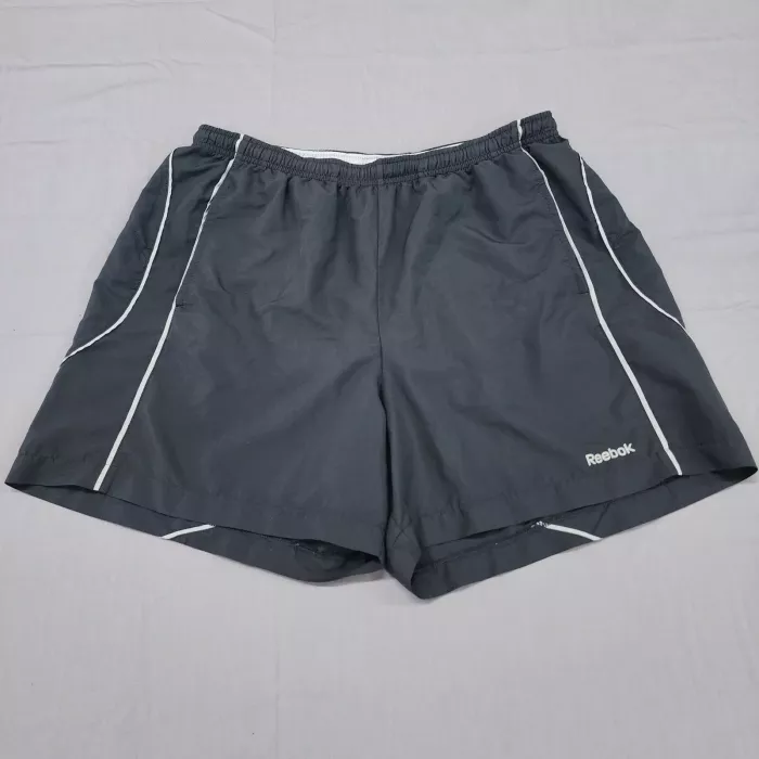 Reebok Mens L Black Athletic Shorts PlayDry Lined 5 Inseam Gym Training - Front