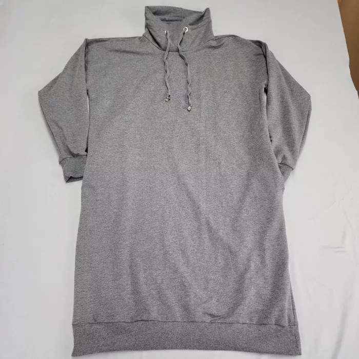 Refka Basic Women's Size M Gray Turtleneck Sweater Dress Drawstring Long Sleeve - Front