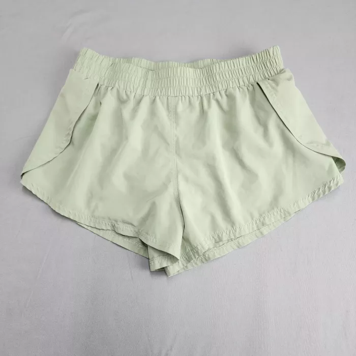REVIVAL Women's M Light Green Running Shorts 27W Pockets Split Hem - Front
