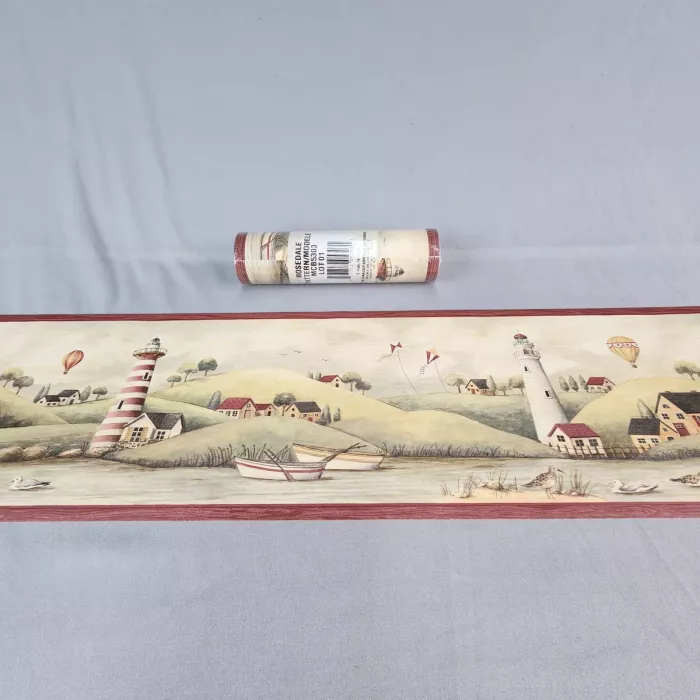 Rosedale Nautical Scenic Lighthouse Wallpaper Border Pre-pasted Vinyl New - Main