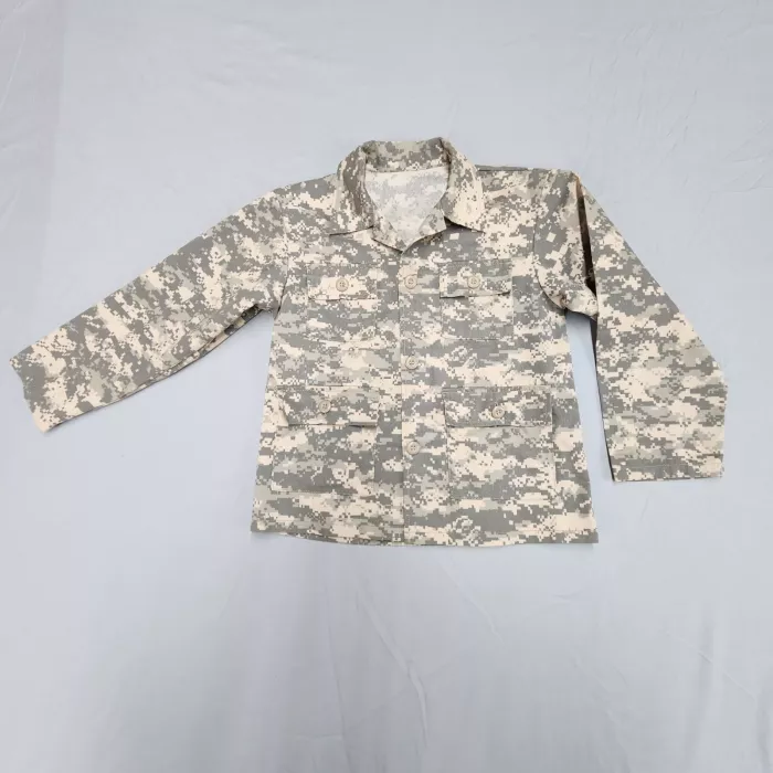 Rothco Boys BDU Shirt Gray Camouflage Long Sleeve Button Up Tactical Military - Front