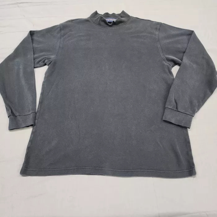 Roundtree and Yorke Mens M Black Mock Neck Long Sleeve Shirt Solid Knit - Front