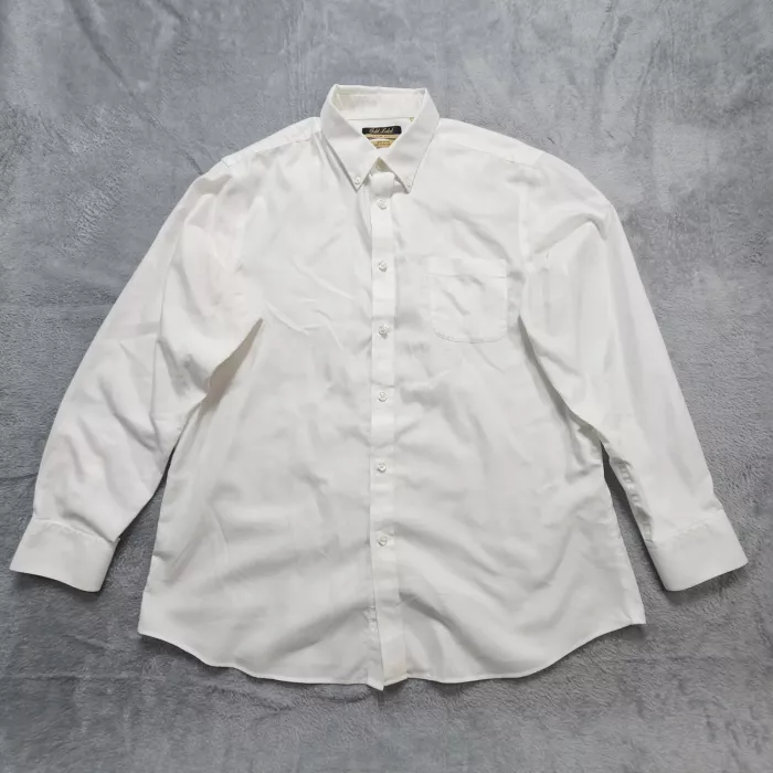 Roundtree & Yorke Gold Label Dress Shirt Men's XL White Trim Fit Non-Iron Cotton - Front