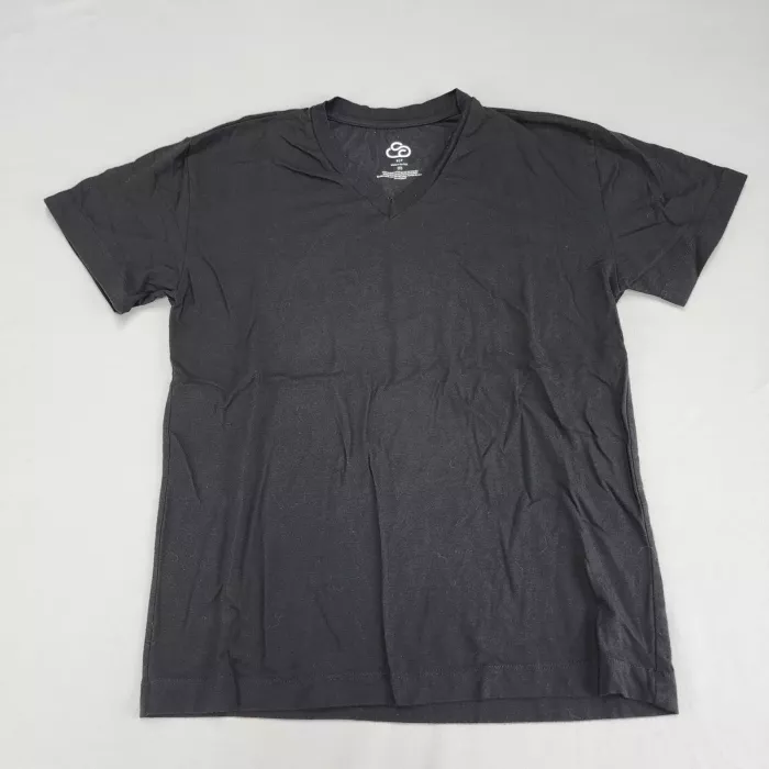 s|p Women's V-Neck T-Shirt Black Size S Cotton Blend Short Sleeve - Front