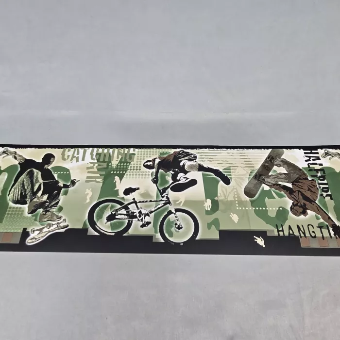 SA Maxwell Extreme Sports Skate BMX Green Wallpaper Border Prepasted Vinyl New - Main