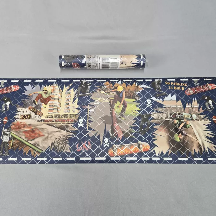 Sanitas Skateboarding Blue Wallpaper Border Prepasted Vinyl New Sealed - Main