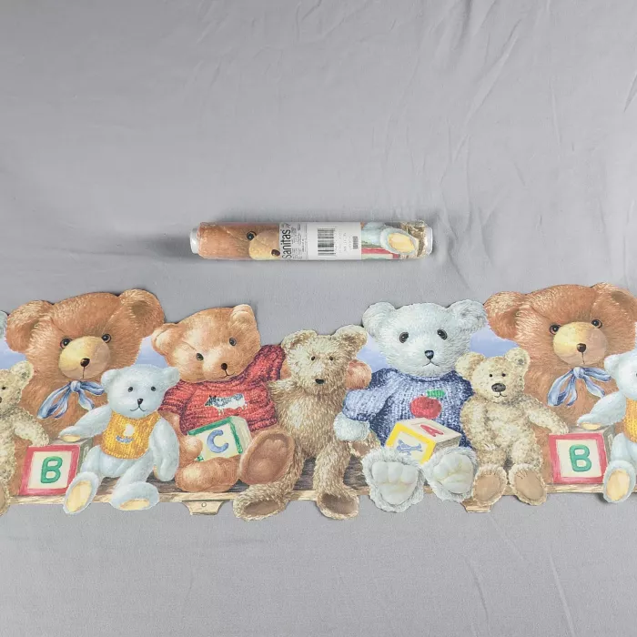 Sanitas Teddy Bear ABC Kids Nursery Wallpaper Border Prepasted Vinyl New - Main