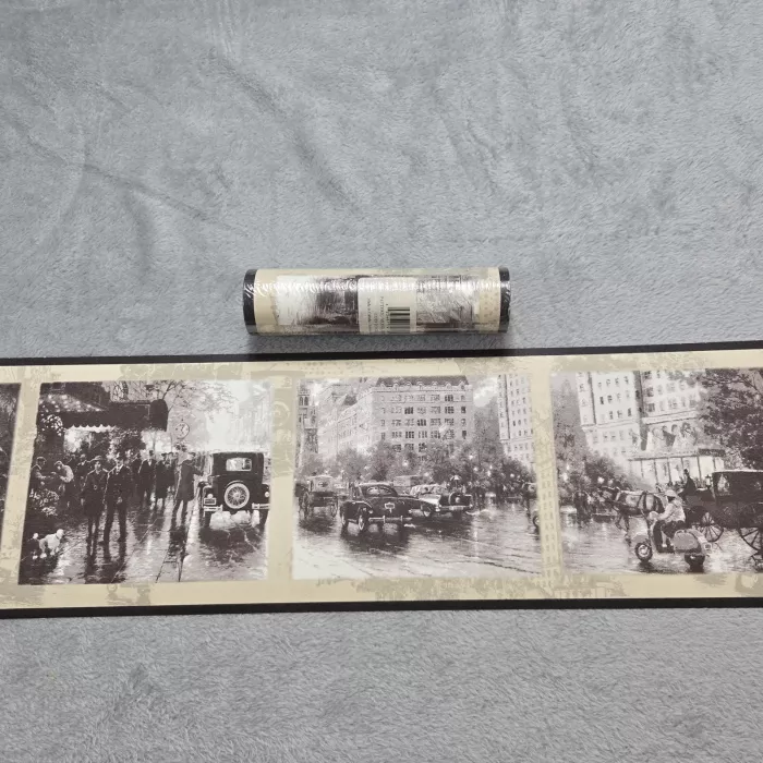 Scenic Antique City Street Wallpaper Border Pre-pasted Vinyl New Sealed - Main