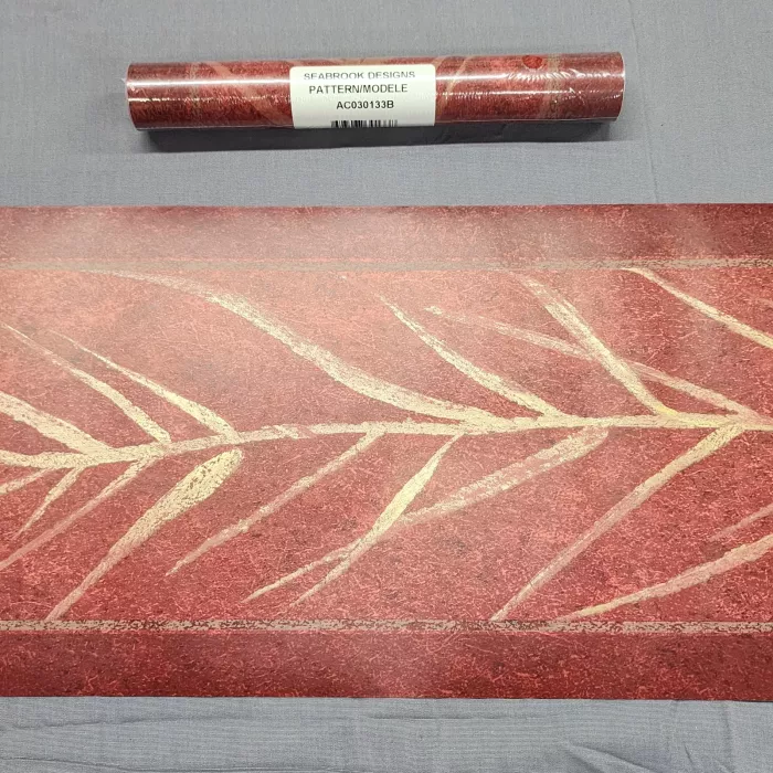 Seabrook Designs Botanical Terracotta Red Wallpaper Border Prepasted New Sealed - Main