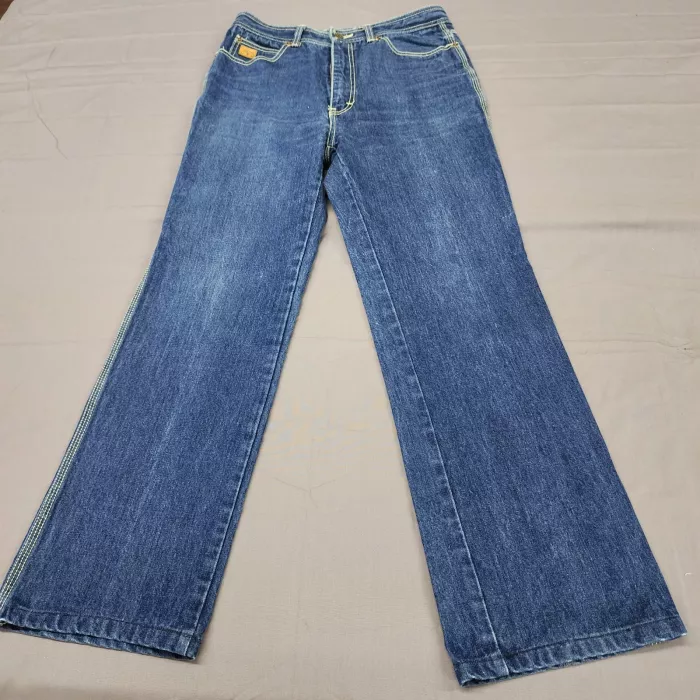 Sergio Valente Vintage Mens Jeans 30x29 Blue Denim Straight Leg Embroidered - Front