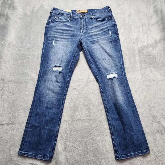 Seven7 Jeans Men's 34x30 Slim Straight Blue Denim Power Stretch Distressed NWT - Front