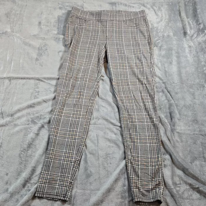 Seven7 Pull On Leggings Pants Women's L Large Plaid Glen Check Skinny Stretch - Front