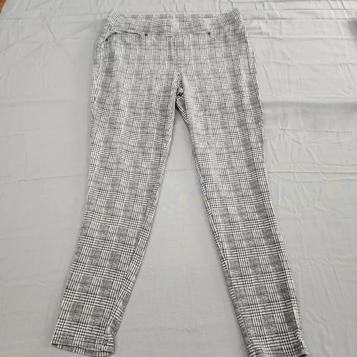 Seven7 Womens L Black White Glen Plaid Mid Rise Stretch Leggings Jeggings - Front