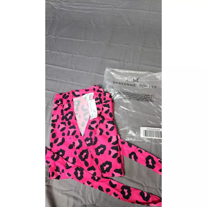 Shavonne Dorsey Womens 3X Pink Leopard Print Kimono Wrap Robe Belted NWT - Main