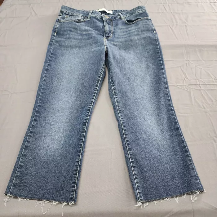 Signature by Levi Strauss Womens 14 Shaping Straight Jeans Blue Raw Hem - Front