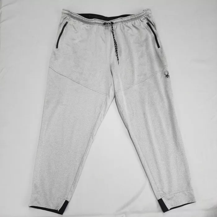 Spyder Active Mens 2XL Gray Sweatpants Joggers Stretch Zip Pockets Drawstring - Front