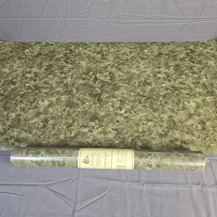St James York Green Textured Wallpaper Roll Prepasted Solid Vinyl New Sealed - Main