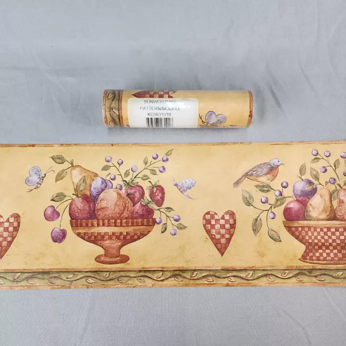 Sunworthy Country Botanical Fruit Wallpaper Border Pre-pasted Vinyl New - Main