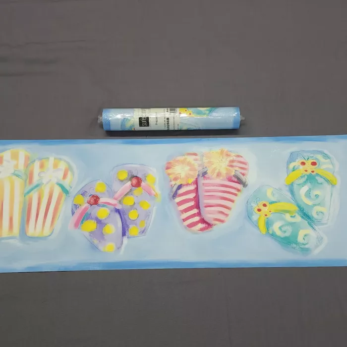 Sure Strip Coastal Flip Flops Multicolor Wallpaper Border Prepasted New Sealed - Main