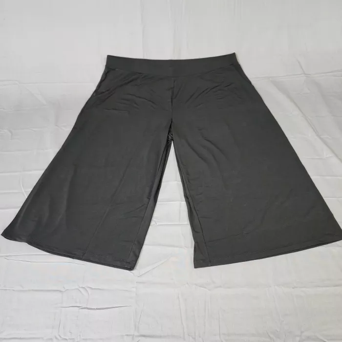 Susan Graver Liquid Knit Wide Leg Cropped Pants Womens 2X Black High Rise - Front