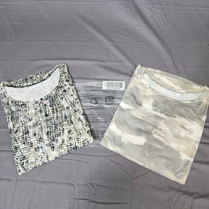 Susan Graver Lot 2 Tops Womens Plus 4X Abstract Print Long Sleeve Stretch Shirt - Main