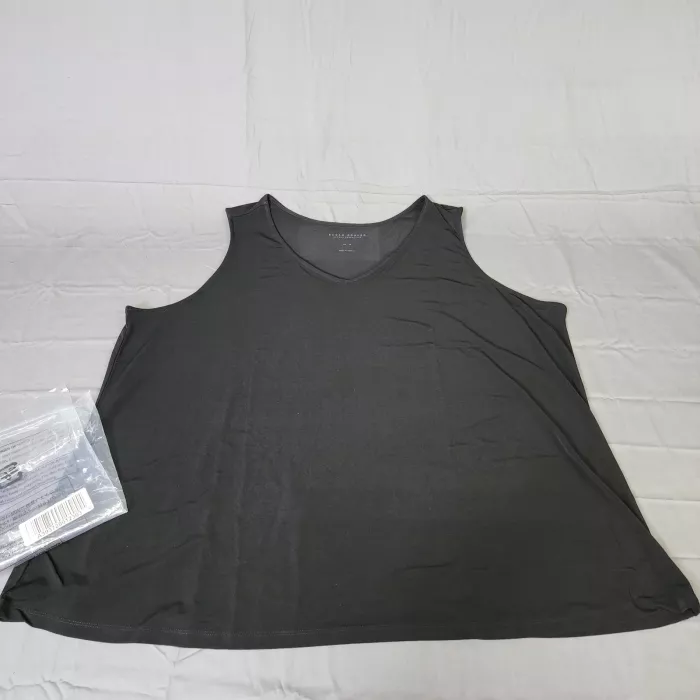 Susan Graver Modern Essentials Tank Top Womens 4X Black Stretch Scoop Neck - Main