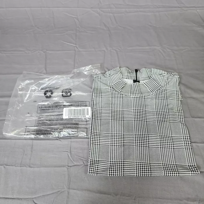 Susan Graver Plus Size 3X Black White Plaid Mock Neck Sleeveless Tank Top Knit - Main