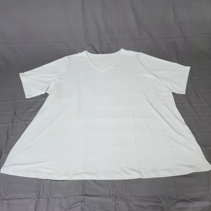 Susan Graver Weekend Essentials White V-Neck Short Sleeve T-Shirt Women Plus 4X - Front