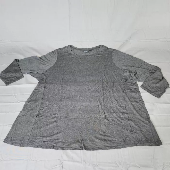 Susan Graver Weekend Womens 4X Tunic Top Heather Gray 3/4 Sleeve Stretch - Front