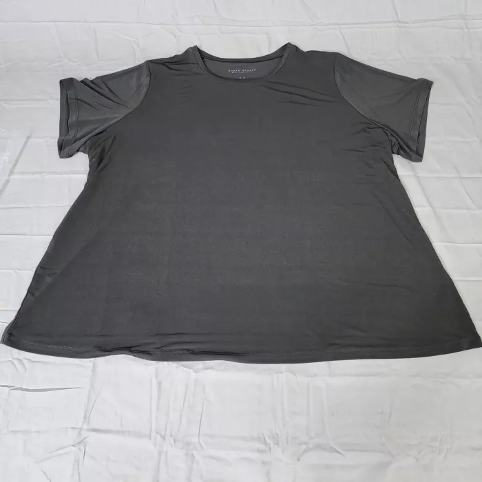 Susan Graver Womens Plus 4X Black Short Sleeve Crew Neck Knit T-Shirt NWT - Front