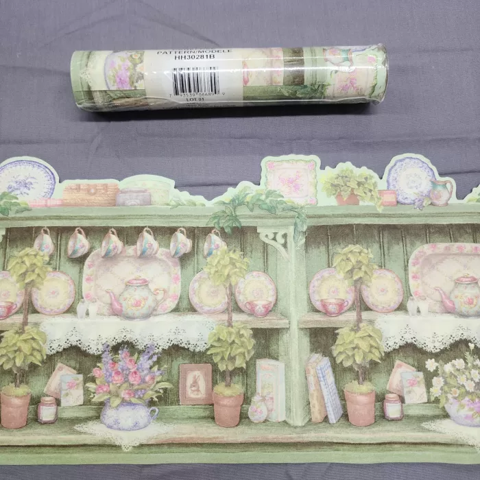 Susan Wheeler Country Floral Wallpaper Border Green New Sealed Prepasted Vinyl - Main