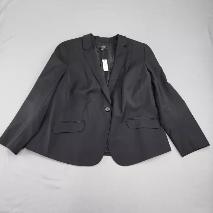 TALBOTS WOMAN PETITES Black Single-Breasted Blazer 18WP Petite Wool Blend - Front