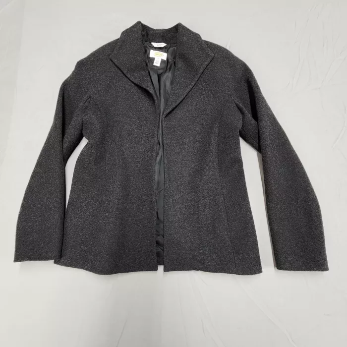 Talbots Womens Blazer Size 6 Charcoal Gray Merino Wool Open Front Lined Jacket - Front