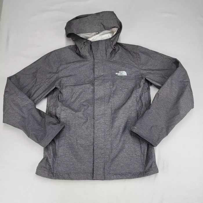 The North Face Men's S Heather Gray Hooded Rain Jacket Windbreaker Waterproof - Front