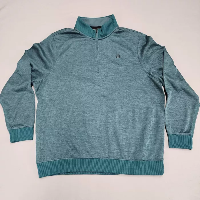 Three Sixty Six Mens 3XL Teal Heather Quarter Zip Fleece Pullover Golf - Front