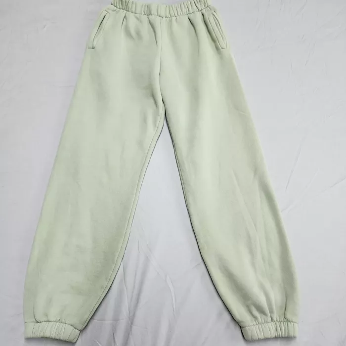 TIC TOC Womens Size M Light Green Fleece Jogger Sweatpants High Rise Pockets - Front