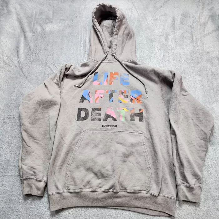 TobyMac Tour Hoodie Men's M Gray 2023 2024 Life After Death Concert Sweatshirt - Front