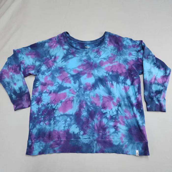 Torrid Active Womens Size 3 3X Tie Dye Sweatshirt Blue Purple Crewneck Pullover - Front