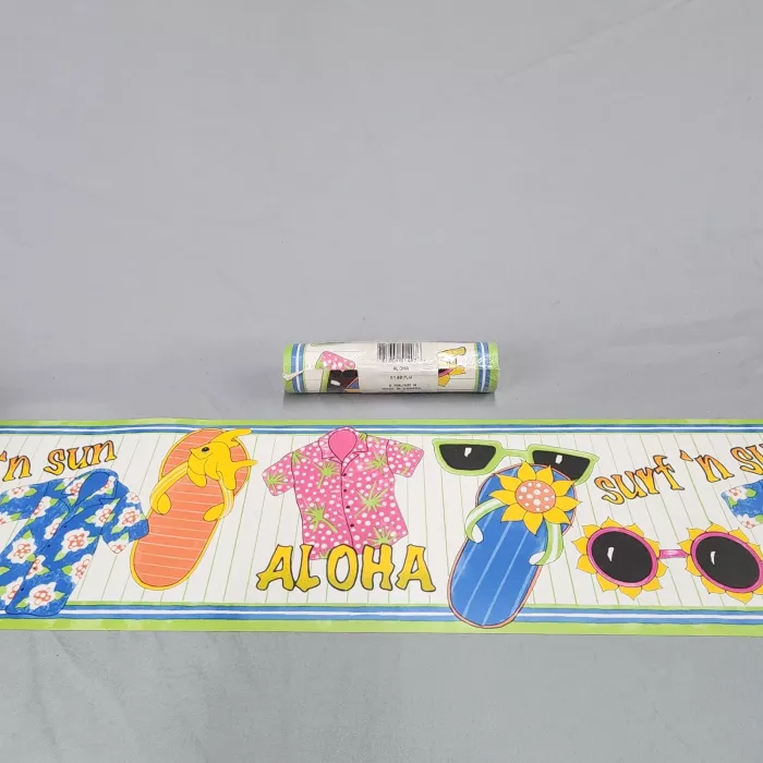 Tropical Surf Beach Aloha Multicolor Wallpaper Border Pre-pasted New - Main