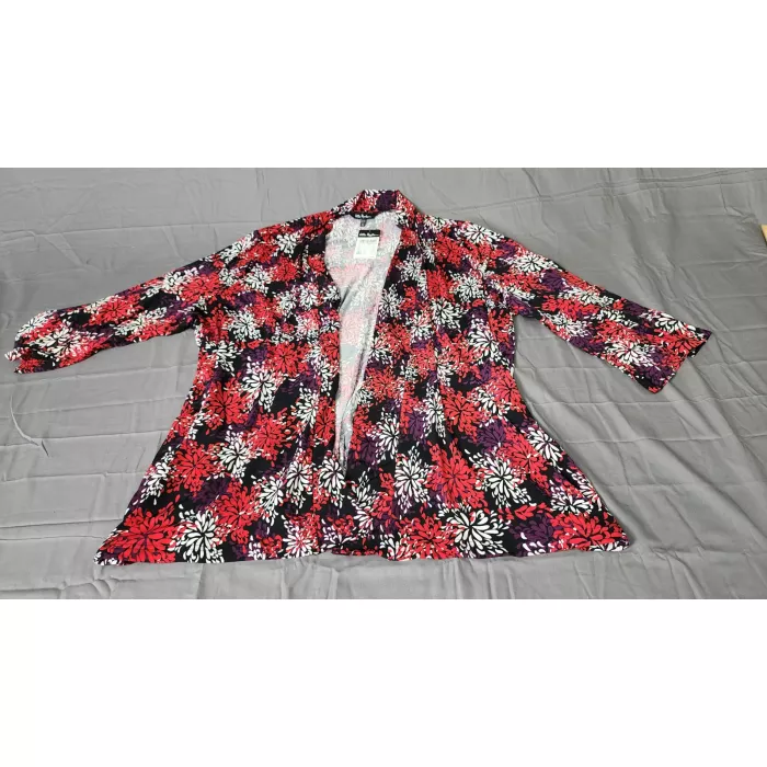 Ulla Popken Plus Size 4XL 28 30 Cardigan Jacket Multicolor Floral Open Front NWT - Front