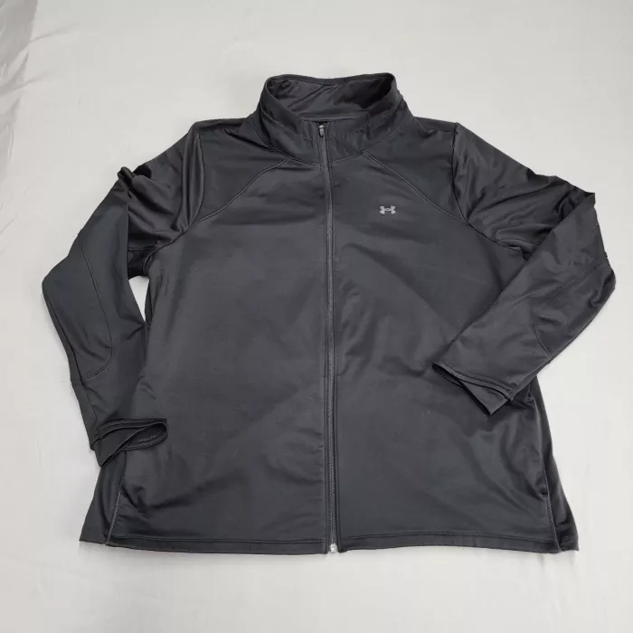 Under Armour ColdGear Full Zip Track Jacket Men's 2XL Black Mock Neck Loose - Front