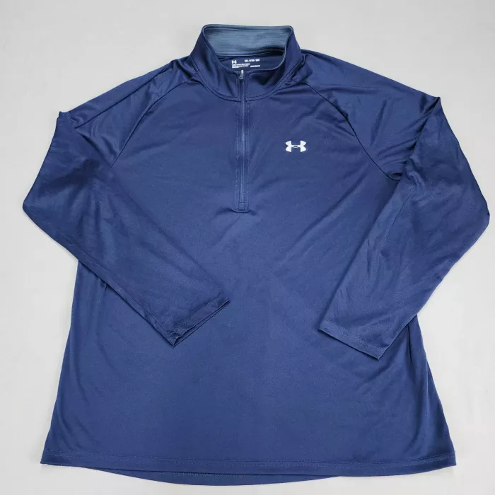 Under Armour HeatGear 1/4 Zip Pullover Shirt Men's 3XL Navy Blue Loose Fit - Front